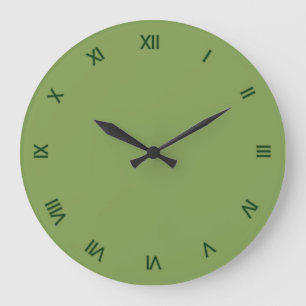 Grande Horloge Ronde Asperges solides vert avec chiffres romains