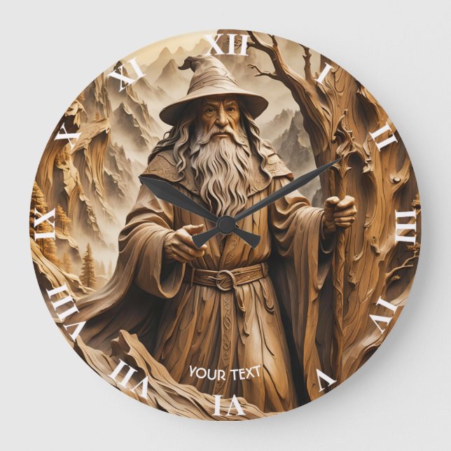 Grande Horloge Ronde Assistant Imaginaire en bois (Recto)