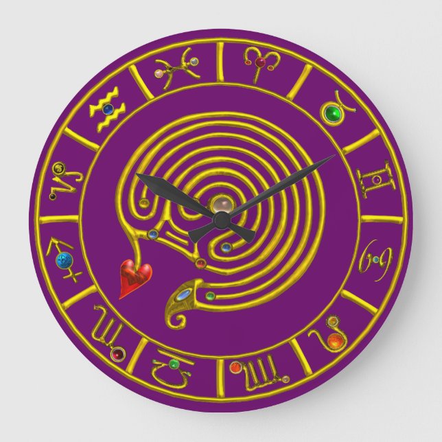 Grande Horloge Ronde ASTRAL LABYRINTH GOLD ZODIAC CHART Astrologie (Recto)