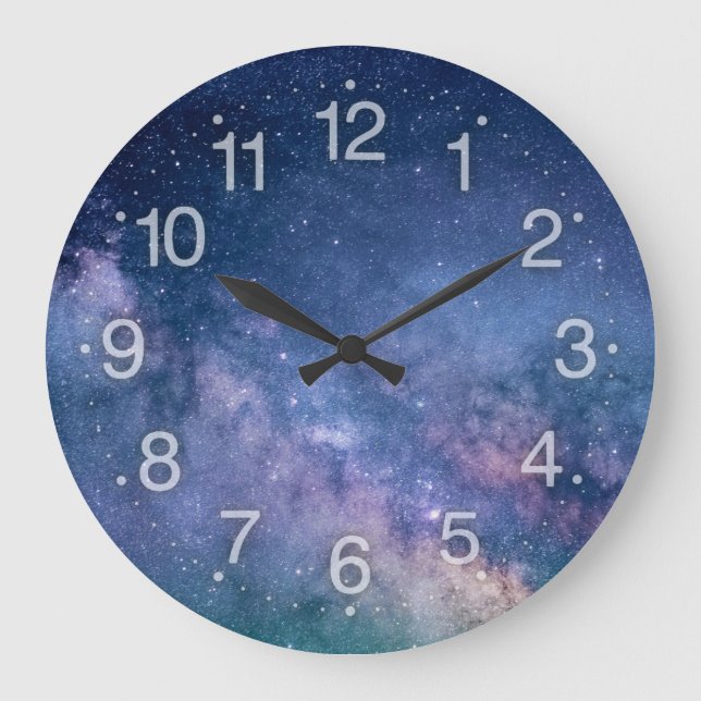 Grande Horloge Ronde Astronomie cosmos bleu violet violet ciel étoiles (Recto)