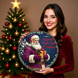 Grande Horloge Ronde Atelier de l'étoile du Nord du Père Noël Violet