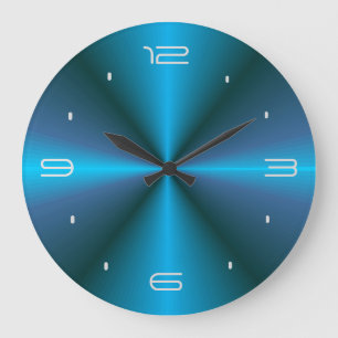 Grande Horloge Ronde Atmospheric with Blue Glow > Design Wall Clock