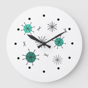 Grande Horloge Ronde Atomique Starburst Planètes Turquoise