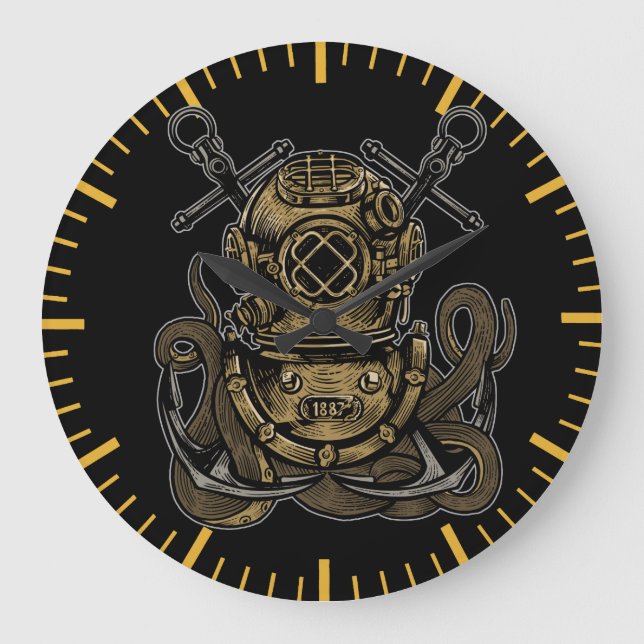 Grande Horloge Ronde Attaque de pieuvre de plongée profonde Ancres naut (Recto)