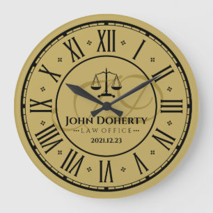 Grande Horloge Ronde ATTORNEY AT LAW   Golden Personalizable Square Wal