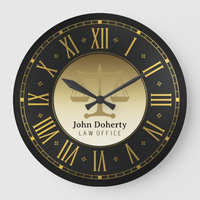 Grande Horloge Ronde ATTORNEY | Golden Personnalisable (Recto)