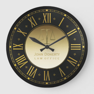 Grande Horloge Ronde ATTORNEY Golden Personnalisable