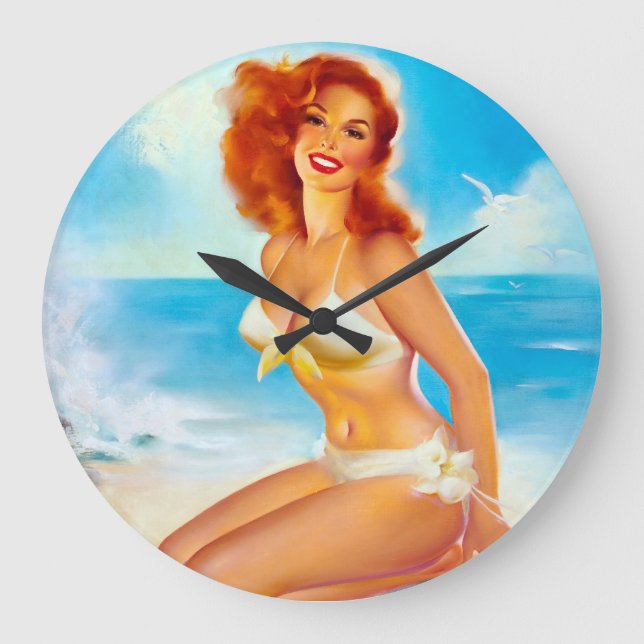Grande Horloge Ronde Au Beach Pin Up (Recto)