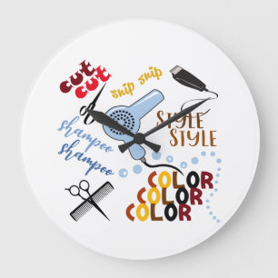 Grande Horloge Ronde Au Hair Salon Céramique