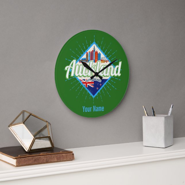 Grande Horloge Ronde Auckland Nouvelle-Zélande skyline rétro vintage (Bureau)