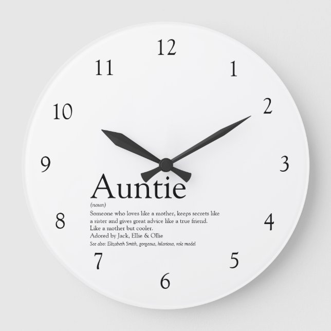 Grande Horloge Ronde Auntie Définition Quota Black and White (Recto)