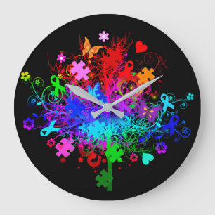 Grande Horloge Ronde Autism Tree in Spectrum