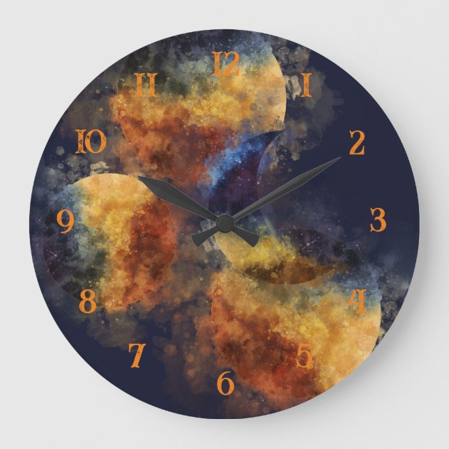 Grande Horloge Ronde Automne mystique de la marine noire (Recto)
