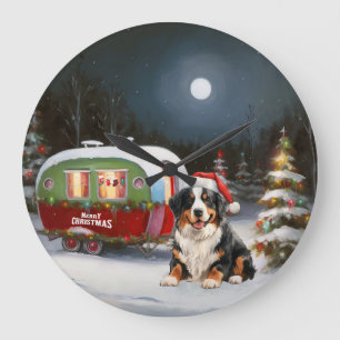 Grande Horloge Ronde Aventure de Noël en caravane avec un bouvier berno
