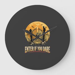 Grande Horloge Ronde Avertissement de lune hantée Halloween