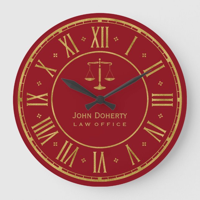Grande Horloge Ronde AVOCAT | Personalizable rouge d'or (Recto)