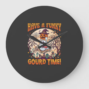 Grande Horloge Ronde Avoir un temps de citrouille funky Halloween Fantô