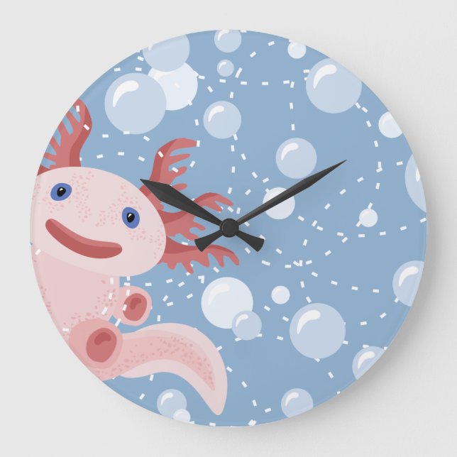 Grande Horloge Ronde Axolotl et les bulles Bold Vector Design (Recto)