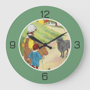Grande Horloge Ronde Baa, Baa, Mouton Noir Collection de Fête d'Anniver