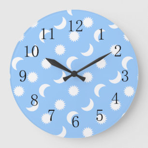 Grande Horloge Ronde Baby Boy Nursery Lowpriced Sun Moon Blue
