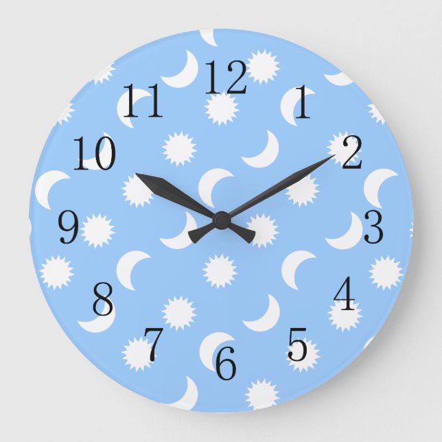 Grande Horloge Ronde Baby Boy Nursery Lowpriced Sun Moon Blue (Recto)