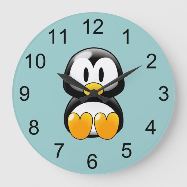 Grande Horloge Ronde Baby Penguin Animal Wall Clock (Recto)