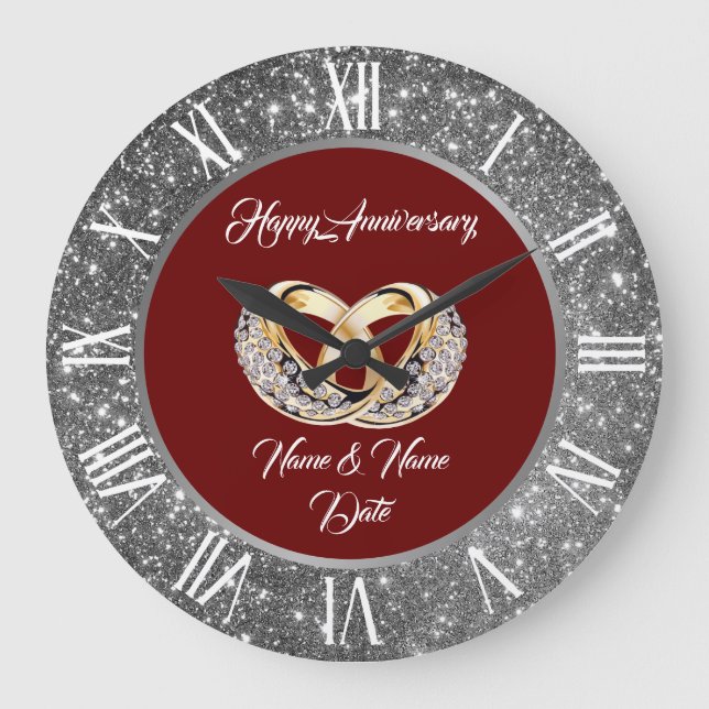 Grande Horloge Ronde Bagues de mariage personnalisées avec diamant Anni (Recto)