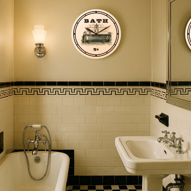 Grande Horloge Ronde Bain vintage (Créateur téléchargé)