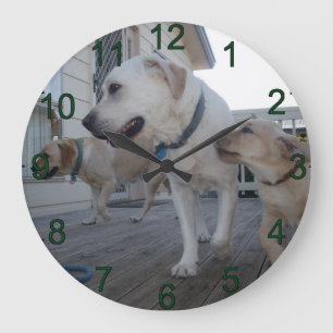 Grande Horloge Ronde Baisers de chiot : Crème Couleur Labrador Amour de