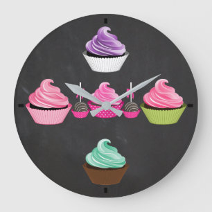 Grande Horloge Ronde Baking Cupcake O'Clock