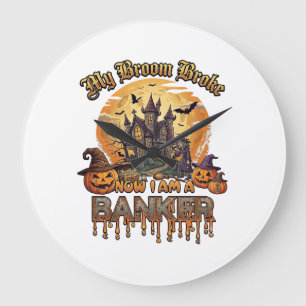 Grande Horloge Ronde Balai Banquier Cassé Maison Hantée Halloween Sorci