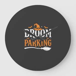 Grande Horloge Ronde Balai d'Halloween Parking Chapeau de Sorcière Grap