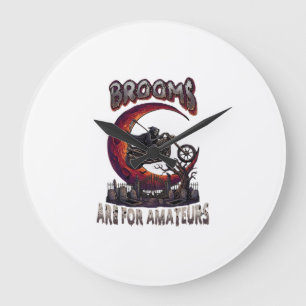 Grande Horloge Ronde Balais Amateurs Grim Reaper Moto Halloween R