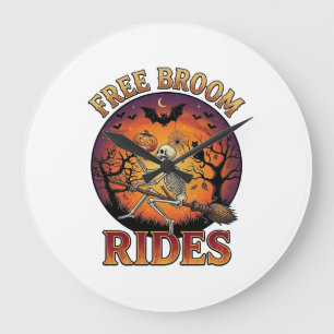 Grande Horloge Ronde Balais Gratuits Promenades Halloween Squelette Cit