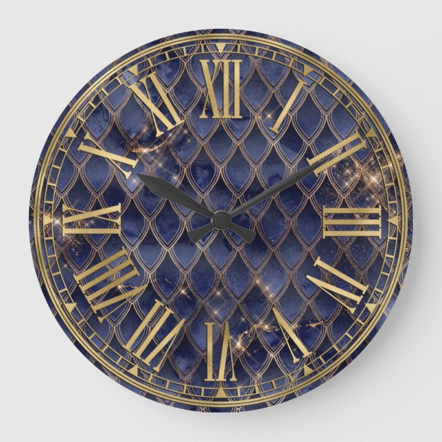 Grande Horloge Ronde Balances Dragon Marine Blue Ombre & Gold Sparkle (Recto)