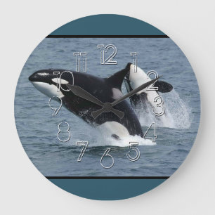 Grande Horloge Ronde Baleines tueuses d'Orca qui atteignent