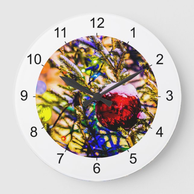 Grande Horloge Ronde Ball rouge Noël (Recto)