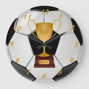 Grande Horloge Ronde Balle de football réaliste et trophée personnalisa
