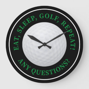 Grande Horloge Ronde Balle de golf Sports Golf Citation Moderne Noir Ve