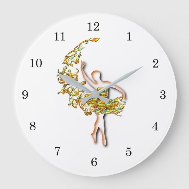 Grande Horloge Ronde Ballerina Art Fire Ballet Tango Danseur Votre coul (Recto)