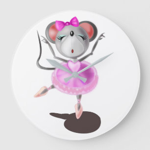 Grande Horloge Ronde Ballerina Mouse Ballet Dancer - Votre Couleur