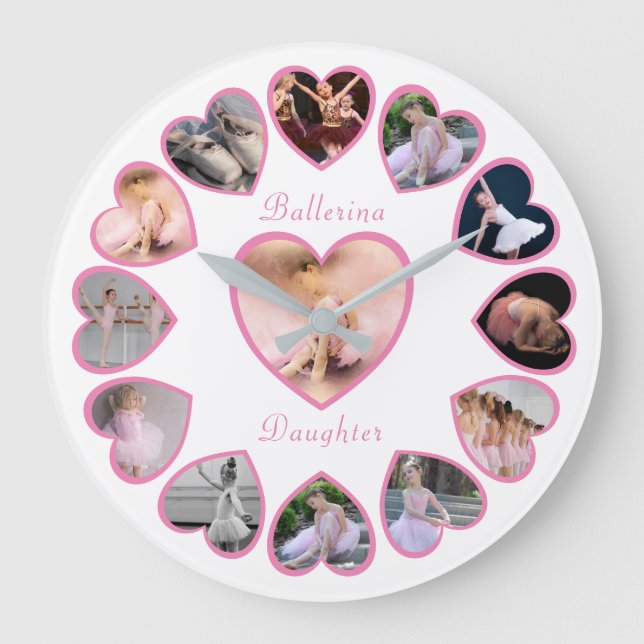 Grande Horloge Ronde Ballerina Pink White Photo Collage (Recto)