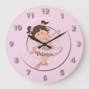 Grande Horloge Ronde Ballerine rose mignonne 2