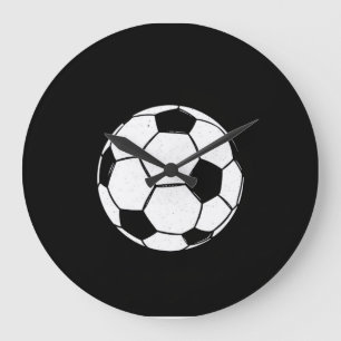 Grande Horloge Ronde Ballon de Football Vintage Classique Illustration 