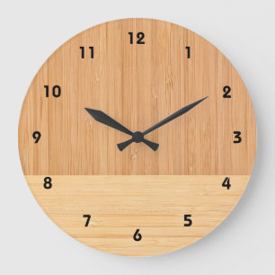 Grande Horloge Ronde Bamboo border Wood Grain Look
