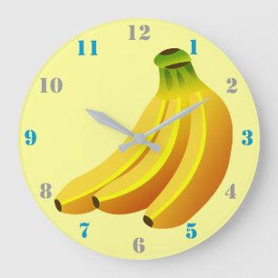 GRANDE HORLOGE RONDE BANANA BUNCH ILLUSTRATION DESIGN AVEC NUMÉROS