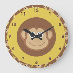 Grande Horloge Ronde Bananes singes