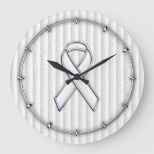 Grande Horloge Ronde Bande de sensibilisation au ruban blanc
