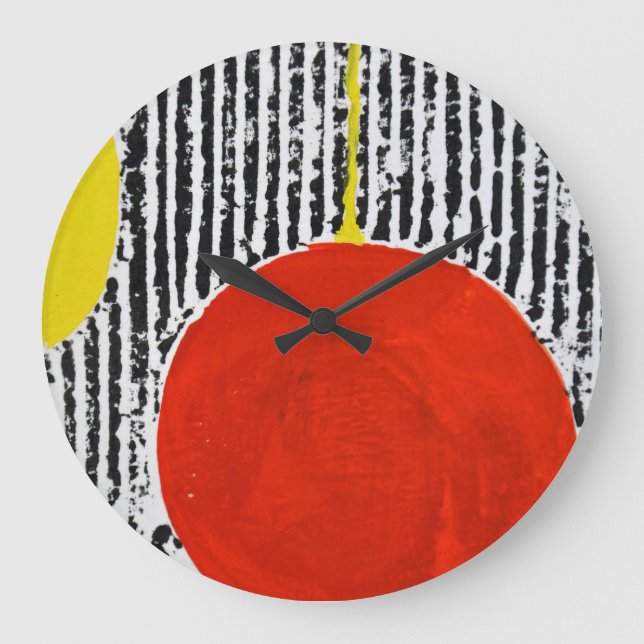 Grande Horloge Ronde Bande rouge noire et blanche (Recto)