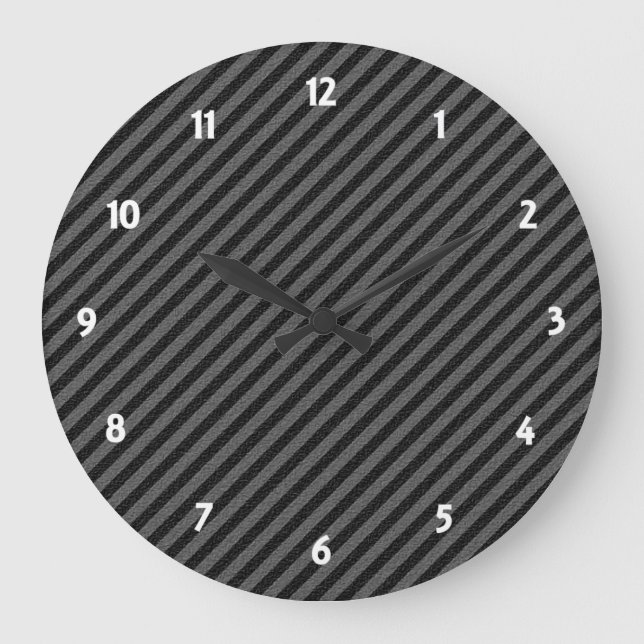 Grande Horloge Ronde Bandes diagonales minces en noir et gris (Recto)
